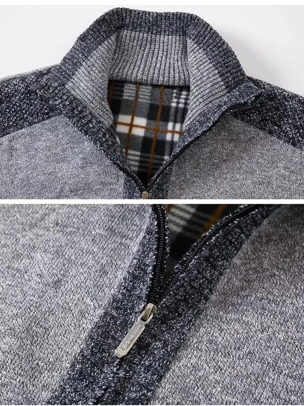 A453 Msmsse Men's Two-Tone Knitted Gray Zip Cardigan 2 pocket Sweater Jacket NWT